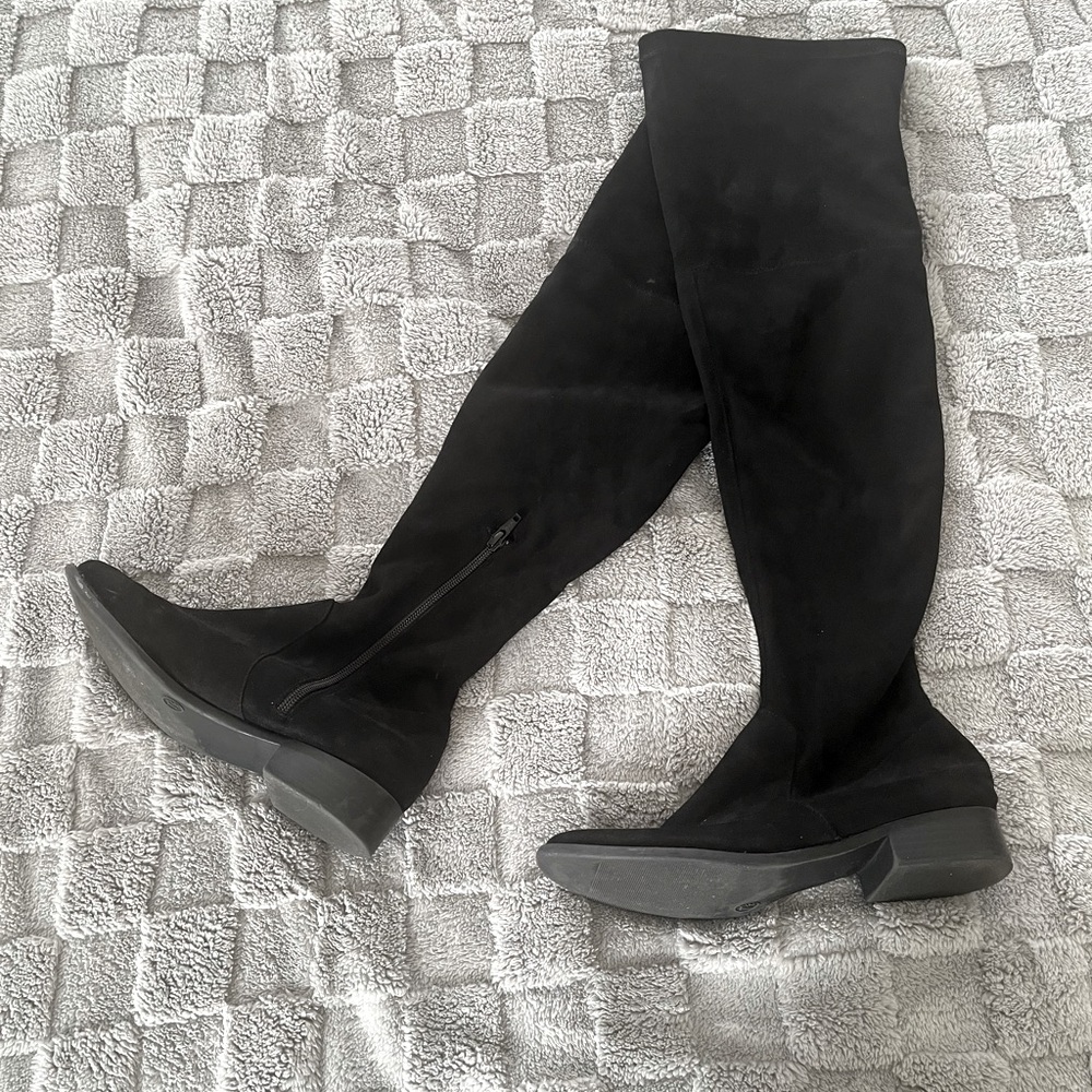 Over the Knee Black Suede Boots